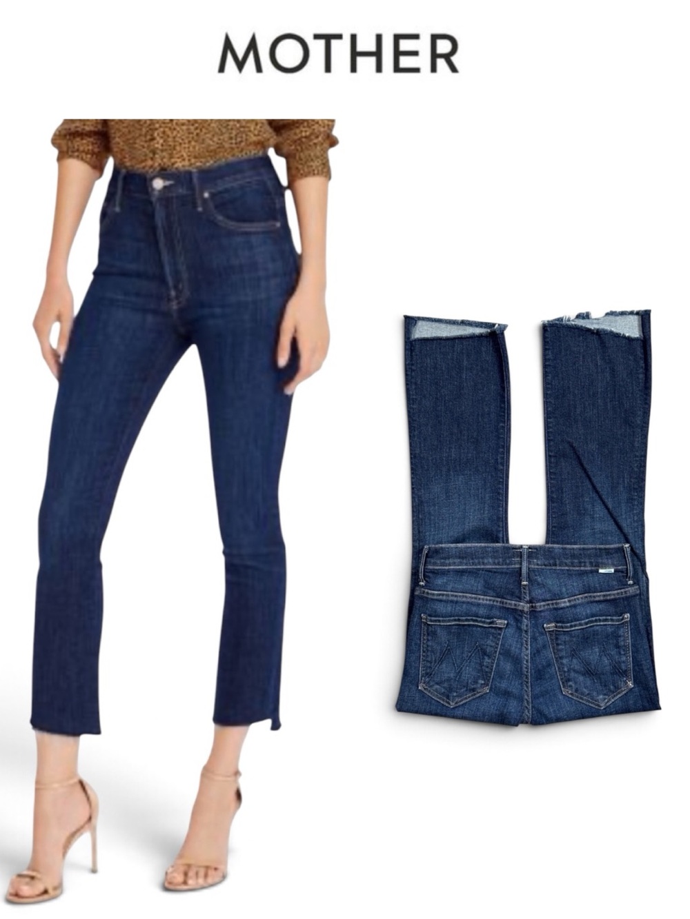 MOTHER THE INSIDER CROP STEP FRAY JEANS CLEAN SWEEP HIGH WAIST STRETCH SIZE 26